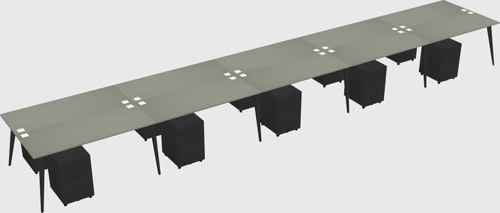 Shared rectangular office desk system