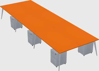 Shared rectangular office desk system