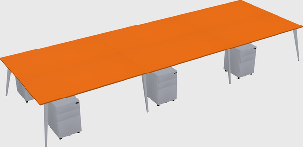 Shared rectangular office desk system