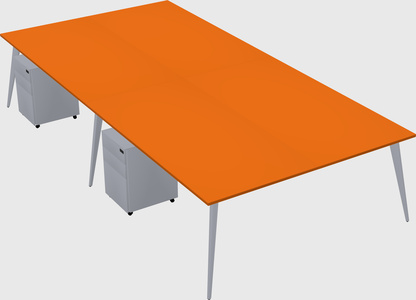Shared rectangular office desk system