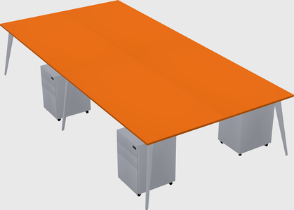 Shared rectangular office desk system