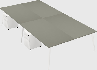 Shared rectangular office desk system