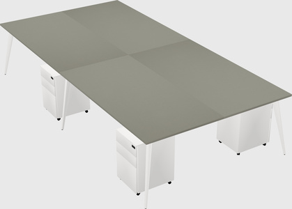 Shared rectangular office desk system