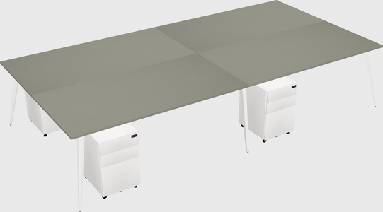 Shared rectangular office desk system