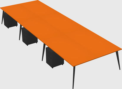 Shared rectangular office desk system