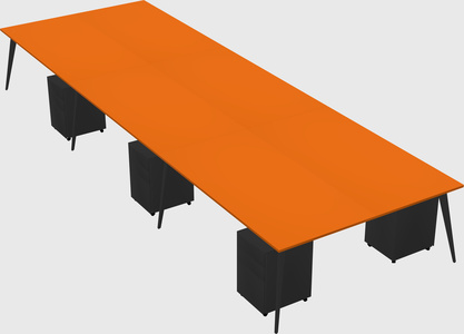 Shared rectangular office desk system