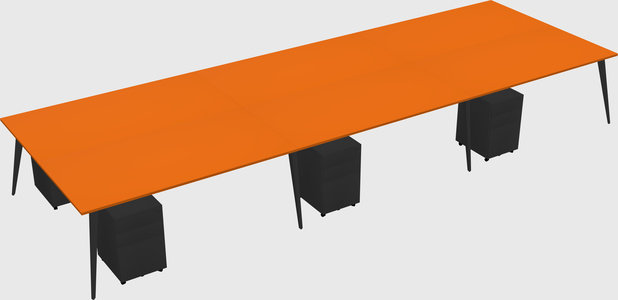 Shared rectangular office desk system