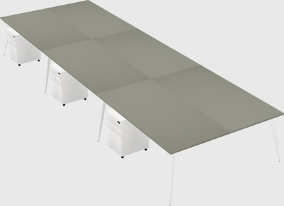 Shared rectangular office desk system