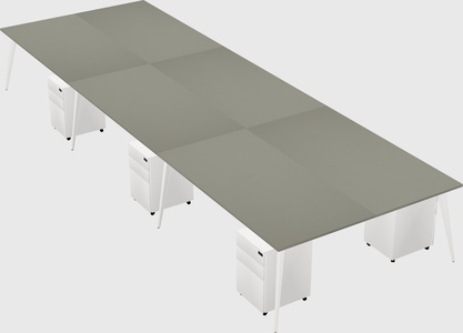 Shared rectangular office desk system