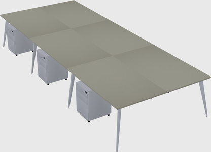 Shared rectangular office desk system
