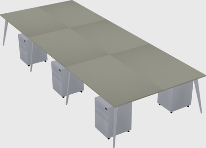 Shared rectangular office desk system