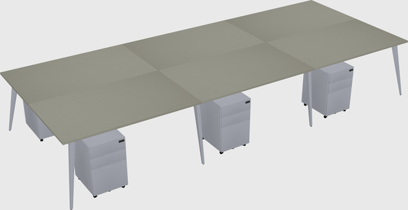 Shared rectangular office desk system