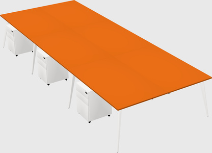 Shared rectangular office desk system