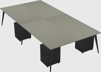 Shared rectangular office desk system