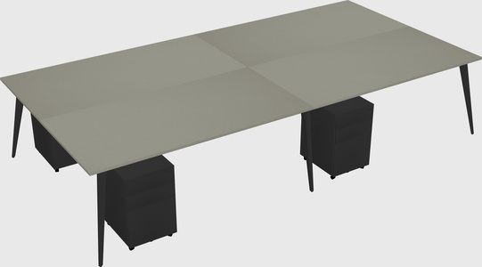 Shared rectangular office desk system