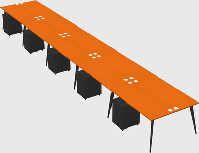 Shared rectangular office desk system