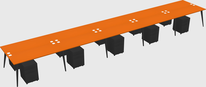 Shared rectangular office desk system
