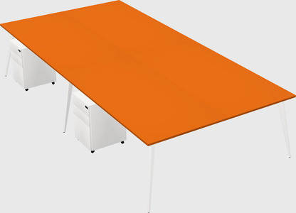 Shared rectangular office desk system