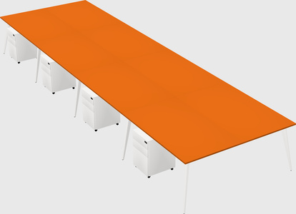 Shared rectangular office desk system