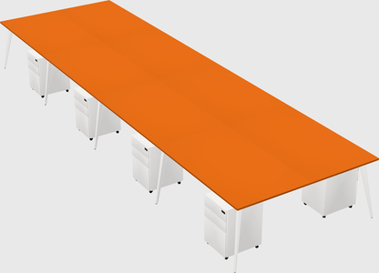 Shared rectangular office desk system