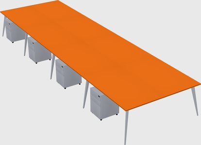 Shared rectangular office desk system