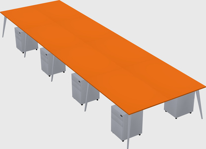 Shared rectangular office desk system