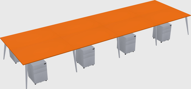Shared rectangular office desk system