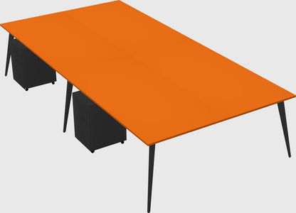 Shared rectangular office desk system