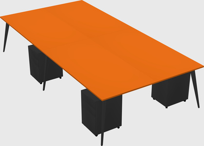 Shared rectangular office desk system