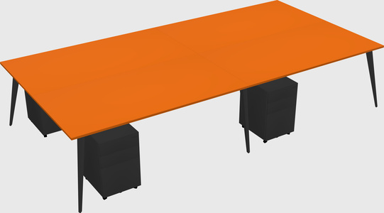 Shared rectangular office desk system