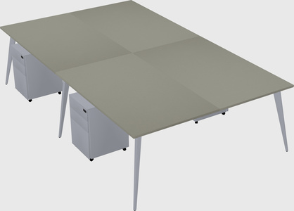 Shared rectangular office desk system