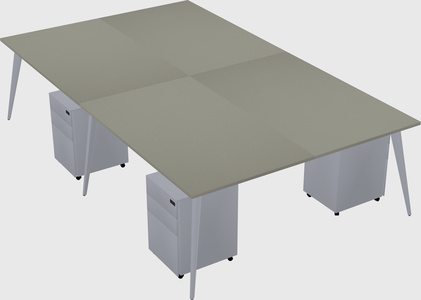 Shared rectangular office desk system
