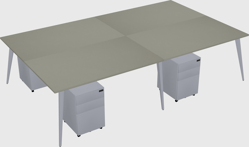 Shared rectangular office desk system