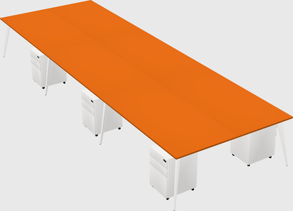 Shared rectangular office desk system