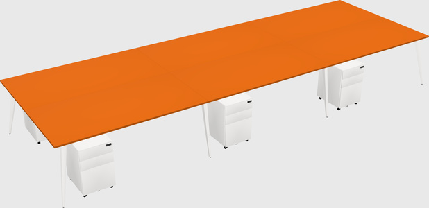 Shared rectangular office desk system
