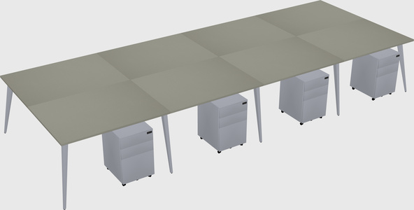 Shared rectangular office desk system