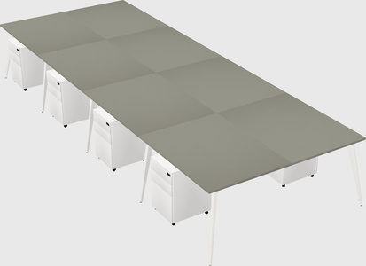 Shared rectangular office desk system