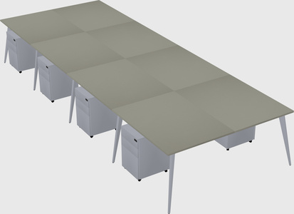 Shared rectangular office desk system