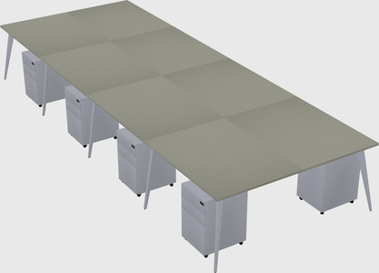 Shared rectangular office desk system