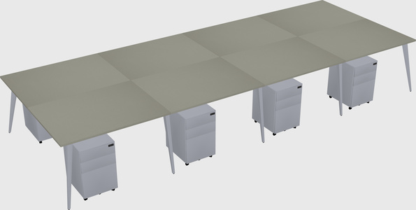 Shared rectangular office desk system