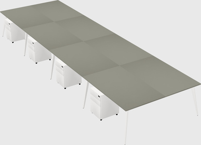 Shared rectangular office desk system