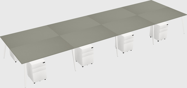 Shared rectangular office desk system