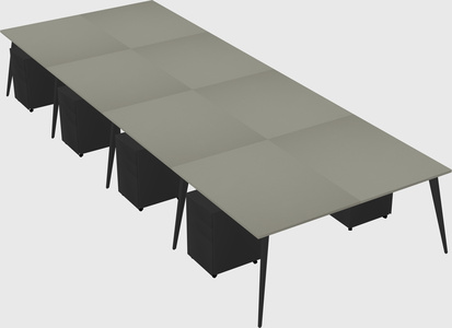 Shared rectangular office desk system