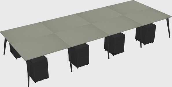 Shared rectangular office desk system
