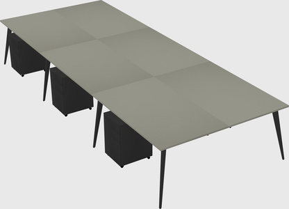 Shared rectangular office desk system