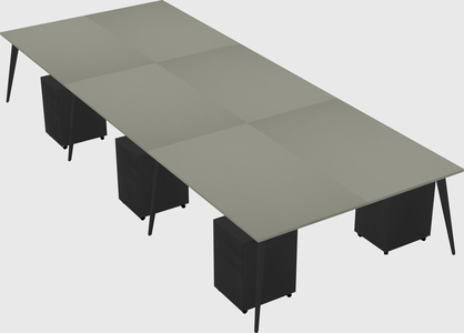 Shared rectangular office desk system