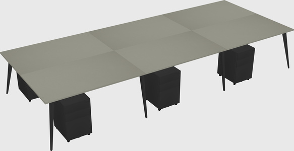 Shared rectangular office desk system