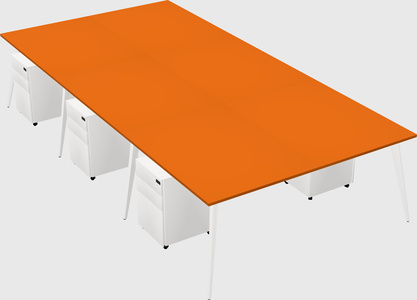 Shared rectangular office desk system