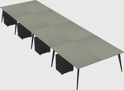 Shared rectangular office desk system