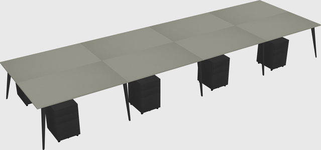 Shared rectangular office desk system
